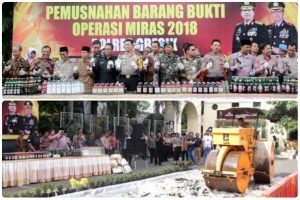 Polres Gresik Gelar Pemusnahan Ribuan Miras Ilegal dan Amankan 158 Tersangka