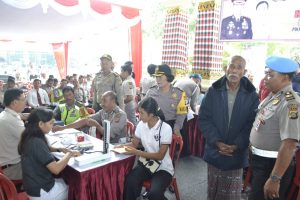 Sasaran Warga Kurang Mampu, Polres Badung Gelar Pemeriksaan dan Pengobatan Gratis