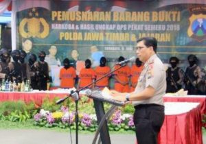 Hasil Ops Pekat Semeru 2018, Polda Jatim Musnahkan Barang Bukti 19, 78 Kg Narkoba