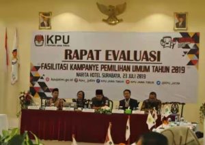 Libatkan Sejumlah Stake Holder, KPU Jatim Gelar Rapat Evaluasi Fasilitasi Kampanye Pemilu 2019 di Jember
