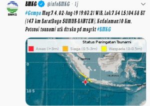 Gempa M 7,4 Berpotensi Tsunami, BNPB Imbau Masyarakat Agar Tidak Panik