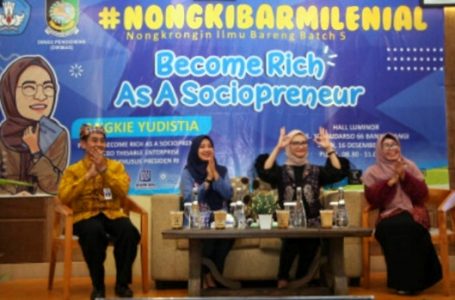 #Nongkibarmilenial ! Staff Khusus Presiden Angkie Berbagi Kiat Sukses Sociopreneur pada Puluhan Milenial Banyuwangi di Banyuwangi