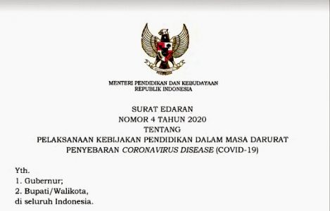 Meningkatnya Penyebaran Covid-19, Mendikbud Keluarkan Surat Edaran Kebijakan Pendidikan