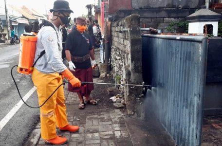 Putus Mata Rantai Covid-19, HHCI dan Satgas Gotong Royong Desa Adat Renon Semprotkan Disinfektan