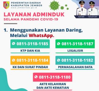 Selama Pandemi Covid-19, Dispendukcapil Jember Permudah Kepengurusan Adminduk di Jember