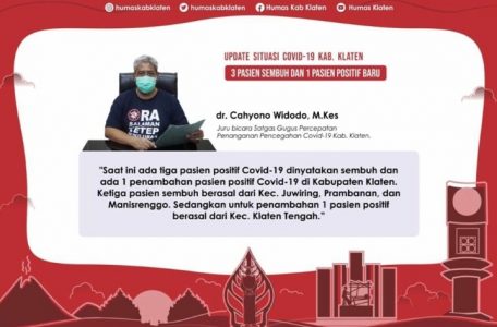 Klaten Per 19 Juni: 3 Pasien Sembuh, Tambah 1 Kasus Positif Baru, Total Jadi 46 Orang