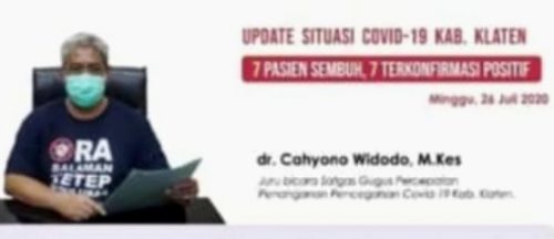 Hingga Hari Ini: Klaten 7 Pasien Sembuh, 7 Orang Positif Covid-19 dan Total Jadi 123