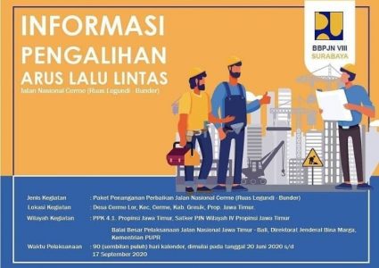 Jalan Raya Cerme Ruas Legundi-Bunder, Gresik Ditutup Selama Tiga Bulan