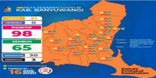Banyuwangi Per 16 Agustus: Tambah Satu Positif Covid-19, Satu Pasien Dinyatakan Sembuh di Banyuwangi