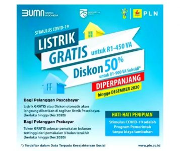 Stimulus Covid-19, PLN Kembali Perpanjang Keringanan Tagihan Listrik Hingga Desember 2020