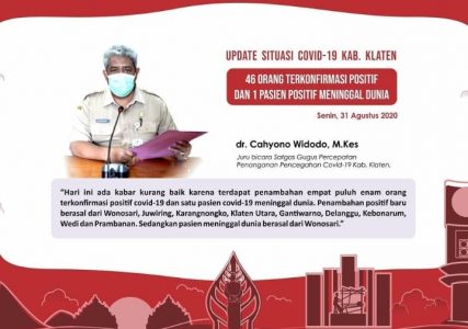 Meledak! Klaten Positif Covid-19 Tambah 46 Orang, Satu Pasien Meninggal Dunia