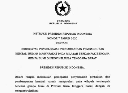 Inpres Nomor 7/2020, Presiden Minta Pembangunan Rumah Masyarakat Terdampak Gempa NTB Selesai Desember 2020