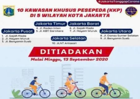 Terapkan PSBB, Pemprov DKI Jakarta Meniadakan Kembali 10 Kawasan Khusus Pesepeda di 5 Wilayah