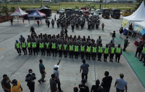 Polres Klaten Bersama Unsur Terkait Gelar Apel dan Simulasi Sispamkota Amankan Pilkada Serentak 2020