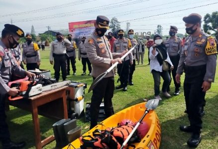 Hadapi Musim Hujan dan Meningkatnya Aktifitas Gunung Merapi, Polres Klaten Gelar Apel Kesiapsiagaan Tanggap Bencana