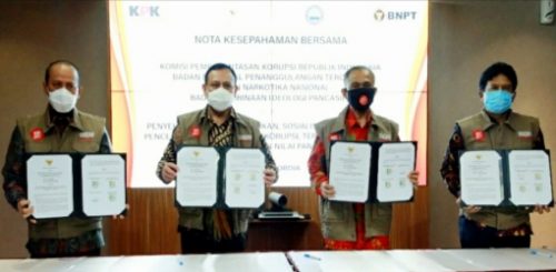 Sepakati Tukar Informasi dan Data, KPK Bersama BNPT, BNN dan BPIB Tandatangani Nota Kesepahaman