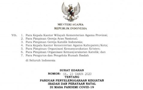 Berikut Panduan Kemenag Kegiatan dalam Ibadah dan Natal di Masa Pandemi Covid-19