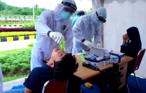 Satlantas Polres Boyolali Beserta Jajaran Terkait Gelar Tes Rapid Antigen pada Pemudik Pengguna Jalan Tol