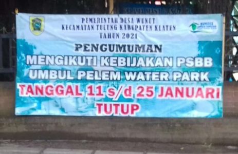 Pemberlakuan Masa PSBB Dua Pekan, Semua Objek Wisata di Klaten Ditutup