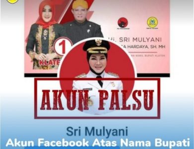 Dipastikan Akun Facebook Atas Nama Sri Mulyani Bupati Klaten Palsu
