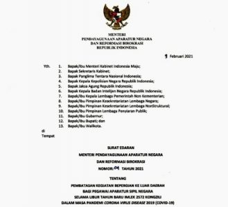 MenPANRB Keluarkan SE Pembatasan Bepergian ke Luar Daerah bagi Pegawai ASN saat Libur Imlek