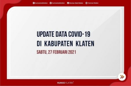 Per 27 Februari 2021 di Klaten: Jumlah Kumulatif Positif 5.757, Sembuh 5.078, Meninggal 377