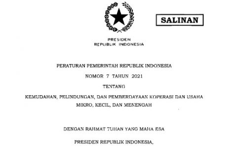 Beri Kemudahan bagi Koperasi dan UMKM, Pemerintah Terbitkan PP Nomor 7 Tahun 2021