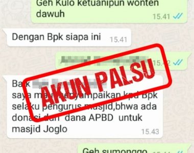 Awas! Akun WA Mengatasnakan Bupati Klaten Palsu