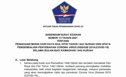 Perketat Persyaratan PPDN, Satgas Penanganan Covid-19 Keluarkan Adendum SE Nomor 13/2021