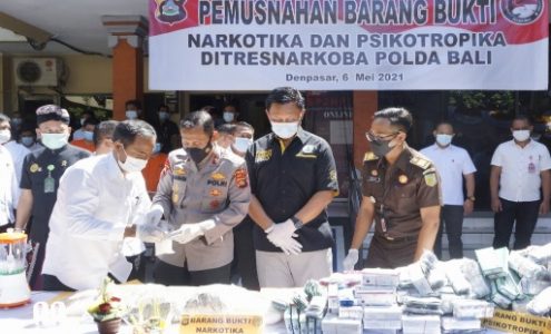 Polda Bali Musnahkan Barang Bukti Narkotika dan Psikotropika Hasil dari Cipkon