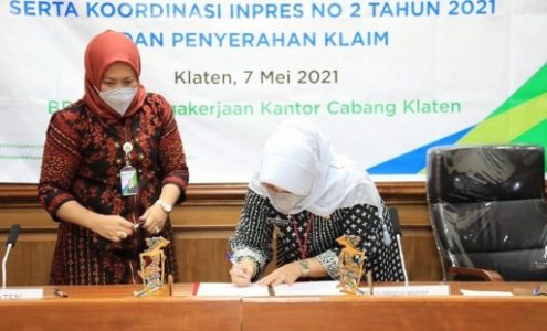 Inpres No 2/2021, BPJS Ketenagakerjaan Bersama Pemkab Klaten Tandatangani Kesepakatan