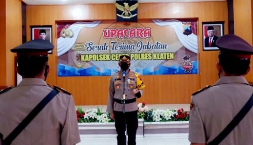 Kapolres Klaten Pimpin Upacara Serah Terima Kapolsek Ceper