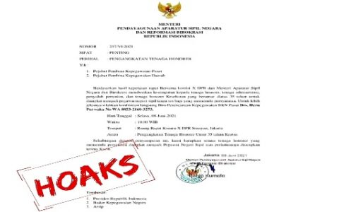 HOAKS! Hati-Hati Beredar Surat Palsu Tentang Pengangkatan Honorer