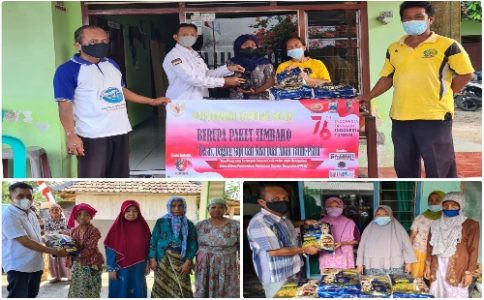 Kasat Reskrim Polreta Banyuwangi Gandeng Awak Media Bagikan Sembako pada Masyarakat Terdampak Pandemi Covid-19 di Banyuwangi