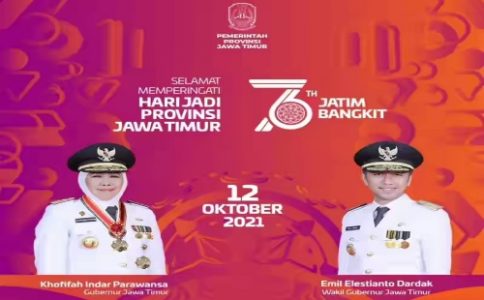 HUT Jatim Ke-76 Tahun, Gubernur Serukan Jatim Bangkit dari Pandemi Covid-19 dan Ekonomi Pulih