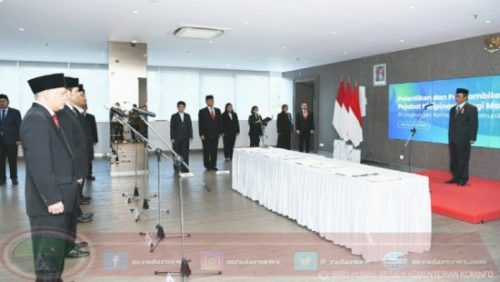 Plt Mahfud Lantik 4 Pejabat Tinggi Madya di Lingkungan Kementerian Kominfo