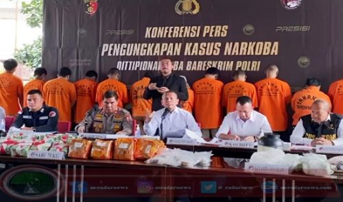 Bareskrim Polri Berhasil Bongkar Peredaran 75 Kg Sabu, 13.007 Butir Ekstasi dan 1.911 Gram Ketamin
