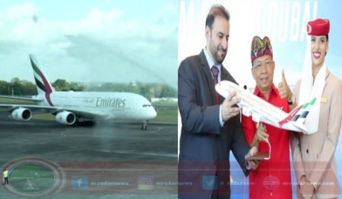 Gubernur Koster Bersama Wagub Cok Ace Sambut Pesawat Terbesar di Dunia
