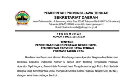 Pengumuman! Pemprov Jateng Buka 265 Formasi CPNS 2024