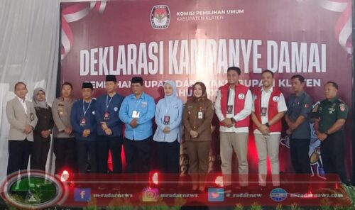 Tiga Paslon Bupati dan Wabup Klaten Ikuti Pengundian Penetapan Nomor serta Deklarasi Kampanye Damai
