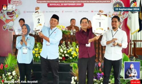KPU Resmi Tetapkan dan Undi Nomor Urut Dua Paslon Bupati dan Wakil Bupati Boyolali di Pilkada 2024