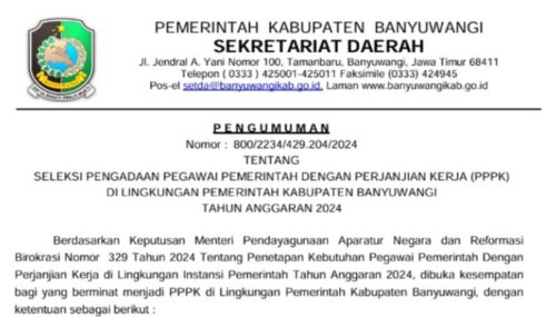 Pengumuman! Pemkab Banyuwangi Kembali Buka Rekrutmen PPPK 2024 untuk 614 Formasi di Banyuwangi