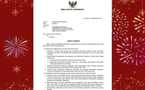 Jelang Nataru 2024/2025, Pemkot Surabaya Terbitkan SE Peningkatan Keamanan, Ketentraman dan Tolerasi Masyarakat