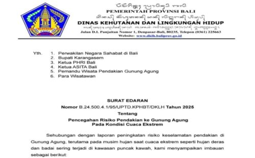 Pemprov Bali Imbau Hindari Pendakian ke Gunung Agung Selama Cuaca Ekstrem