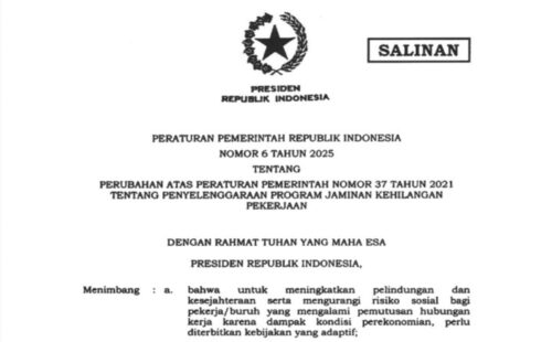 Presiden Prabowo Teken PP 6/2025, Pekerja Kena PHK Dapat 60 Persen dari Upah Selama 6 Bulan