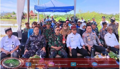 Dandim 0825/Banyuwangi Bersama Fokopimda Ikuti Vicon Gerakan Menanam Padi Serentak di 14 Provinsi di Banyuwangi