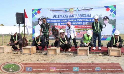 Bupati Etik Lakukan Peletakan Batu Pertama Pembangunan Gedung Perpustakaan Sukoharjo Senilai Rp7,87 Miliar