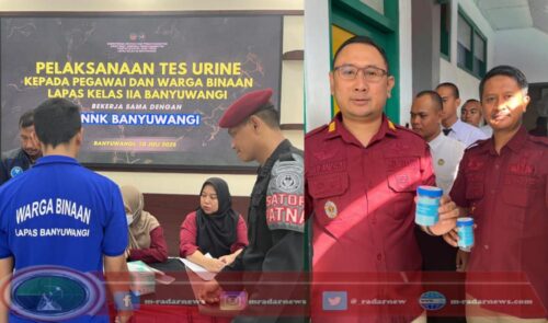 Gelar Tes Urine Pegawai dan Warga Binaan, Lapas Banyuwangi Gandeng BNNK di Banyuwangi
