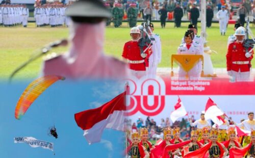 Upacara Peringatan HUT Ke-80 Kemerdekaan RI di Banyuwangi Diwarnai Tari Kolosal dan Atraksi Dirgantara  di Banyuwangi