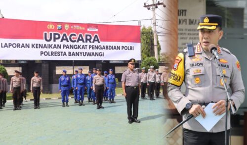 Kapolresta Banyuwangi Anugerahkan Kenaikan Pangkat atas Dedikasi dan Pengabdian di Banyuwangi